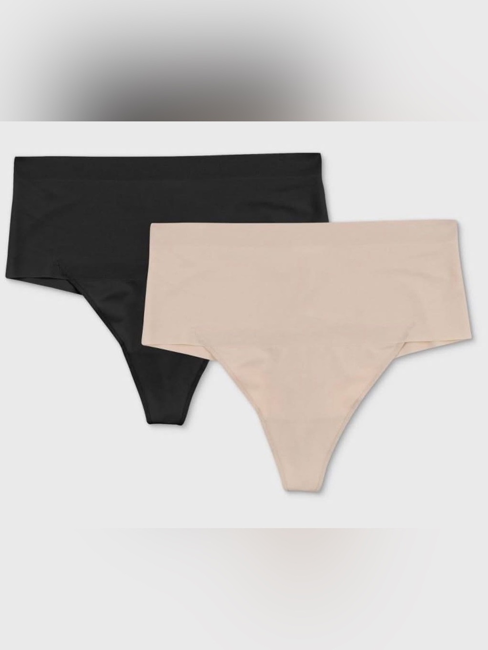 Maidenform Women's Shapewear 2pk Light Shaping Thong SES080 - Black/Beige Large